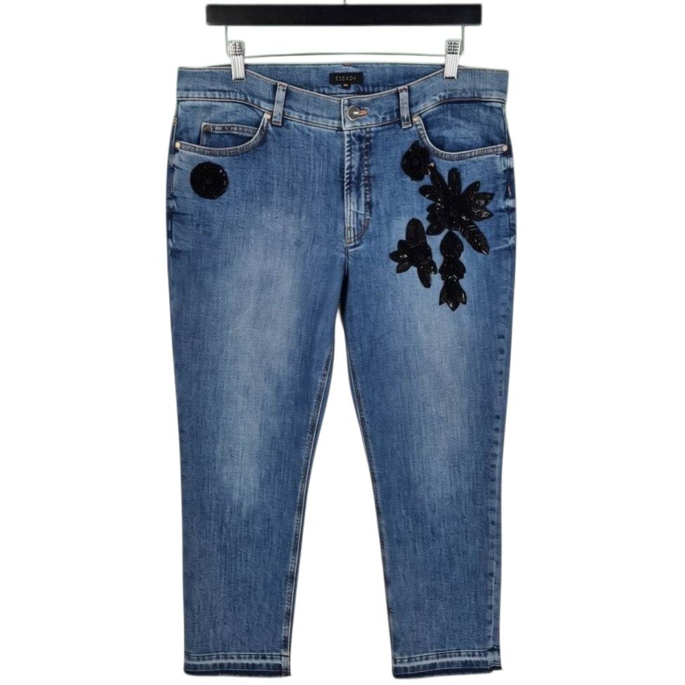 Escada Jeans Womens Blue 3D Embroidered Denim W34