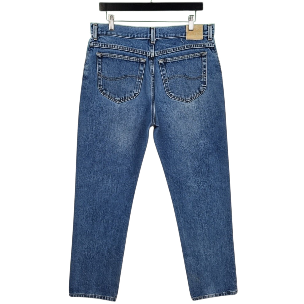 Vintage Lee Jeans 80's Blue Heavy Rigid Straight Leg Denim W34