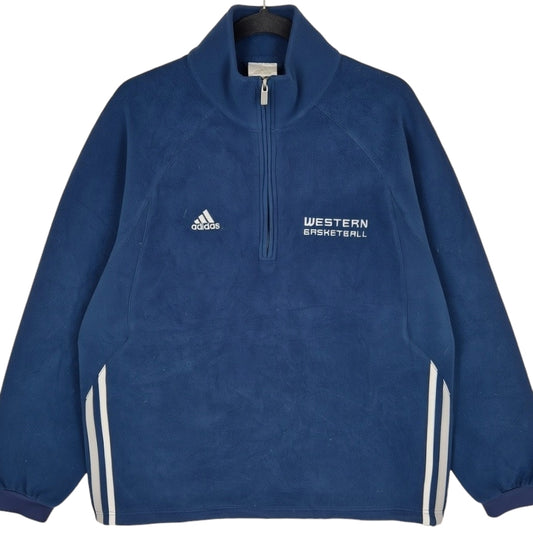 Vintage Adidas 2000's Western Basketball Dark Blue Fleece Jumper Size M