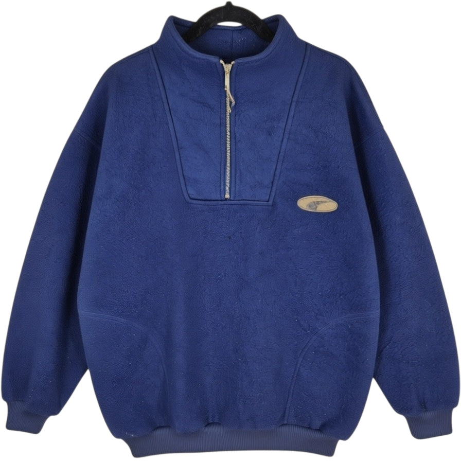 Vintage Puma 80's Dark Blue Quarter Zip Fleece Jumper Size M