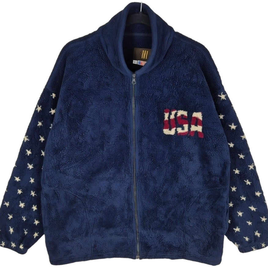 Vintage Bear Ridge Outfitters 90's Dark Blue USA Fleece Jumper Size L
