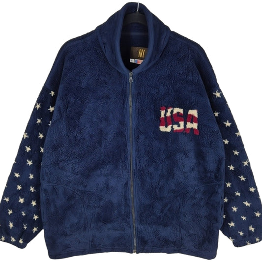Vintage Bear Ridge Outfitters 90's Dark Blue USA Fleece Jumper Size L