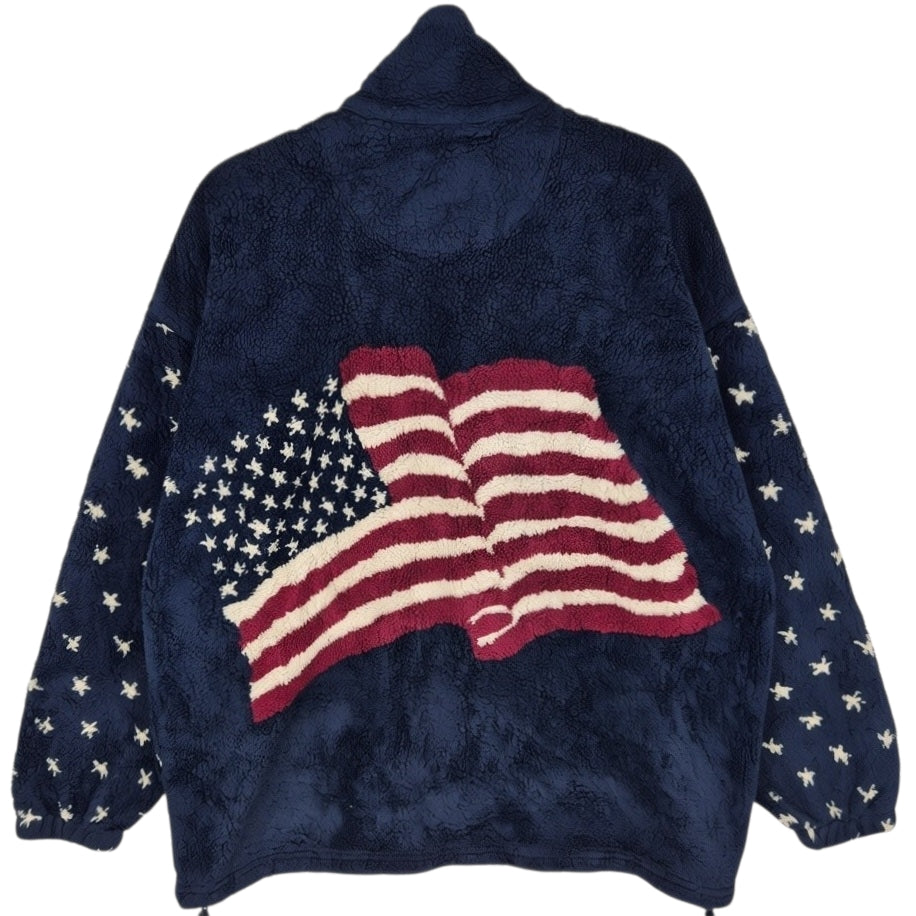 Vintage Bear Ridge Outfitters 90's Dark Blue USA Fleece Jumper Size L