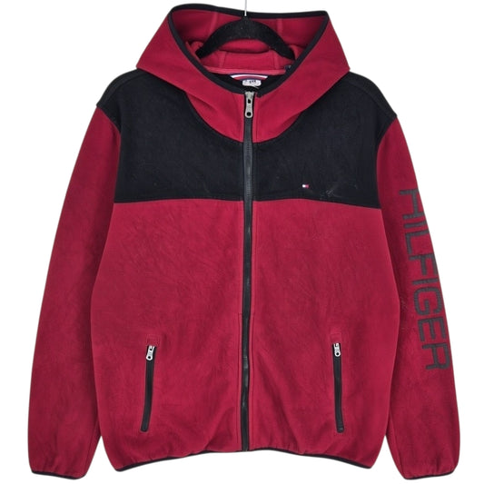 Tommy Hilfiger Burgundy Hooded Fleece Zip Jumper Size L