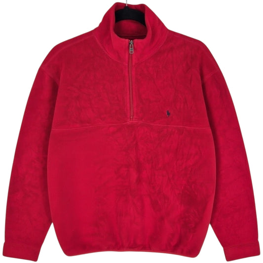 Vintage Polo Ralph Lauren 90's Red USA Made Fleece Jumper Size M