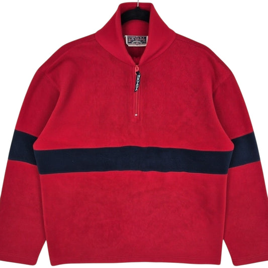 Vintage Nevada Jeanswear 90's Red Quarter Zip Fleece Jumper Size M