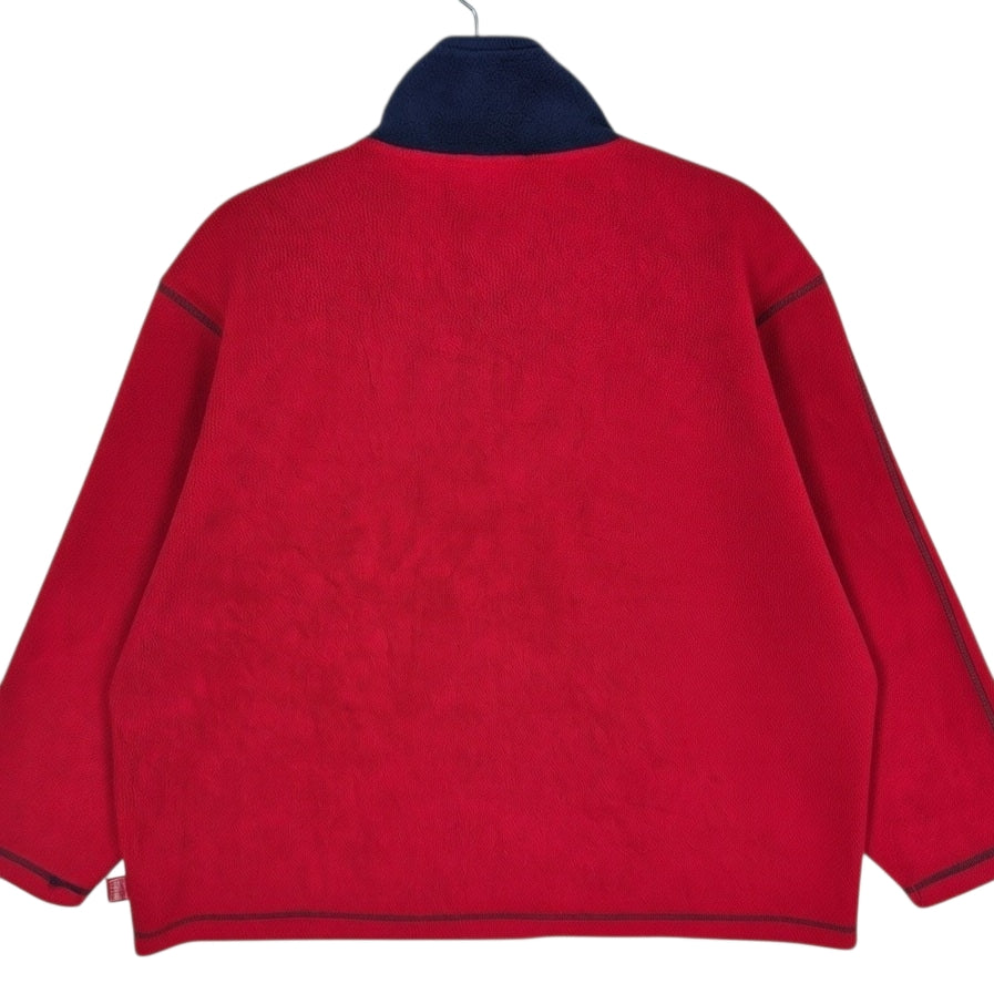 Vintage Coca Cola Red Oversized Quarter Zip Fleece Jumper Size XL