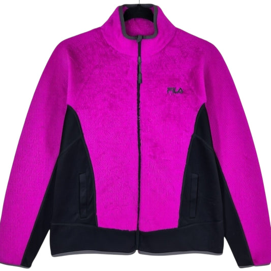 FILA Sport Womens Magenta Mink Fleece Zip Jumper Size L