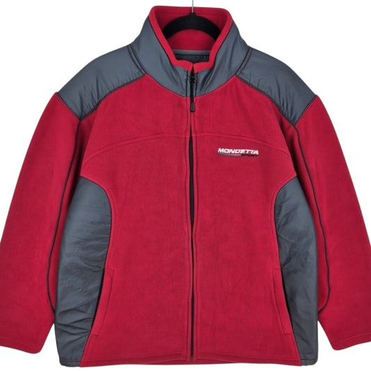 Vintage Mondetta Sport 90's Burgundy Thick Fleece Zip Jumper Size XL