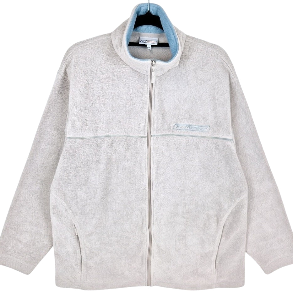 Vintage Reebok 2000's Cream Brown Fleece Zip Jumper Size M