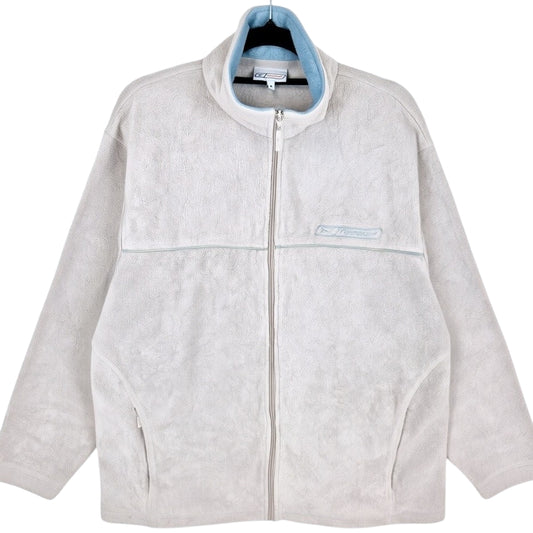 Vintage Reebok 2000's Cream Brown Fleece Zip Jumper Size M