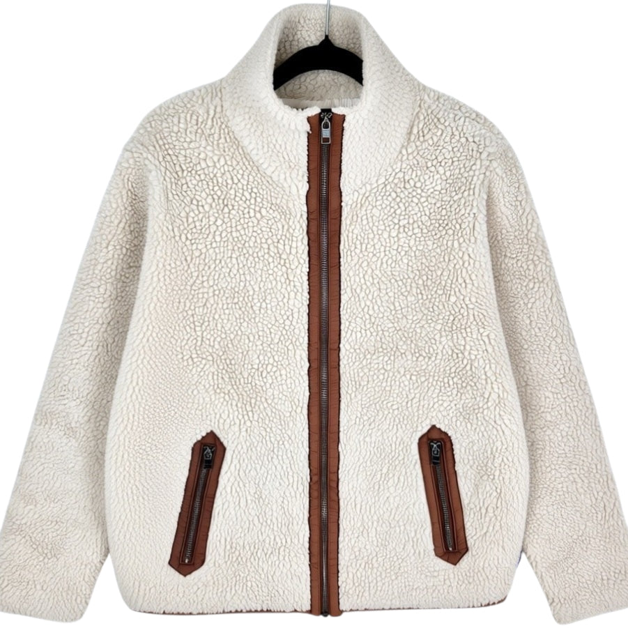 Patagonia Womens Cream Brown Fleece Zip Jumper Size M
