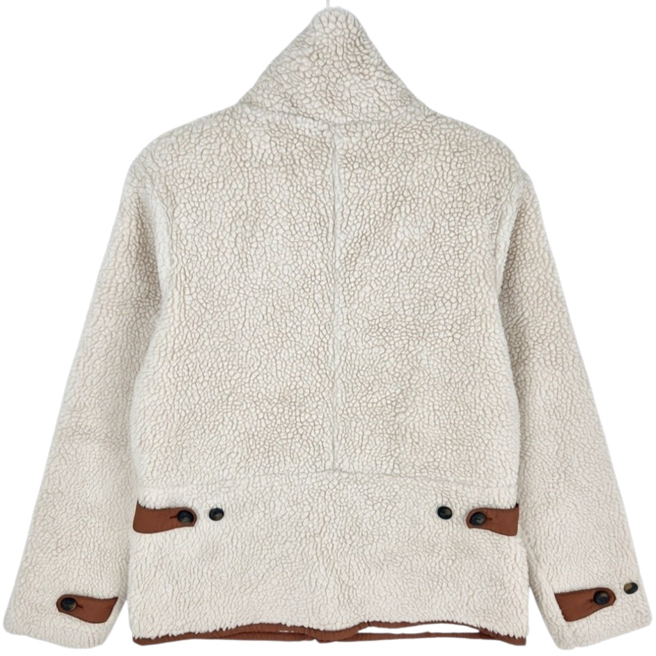 Patagonia Womens Cream Brown Fleece Zip Jumper Size M