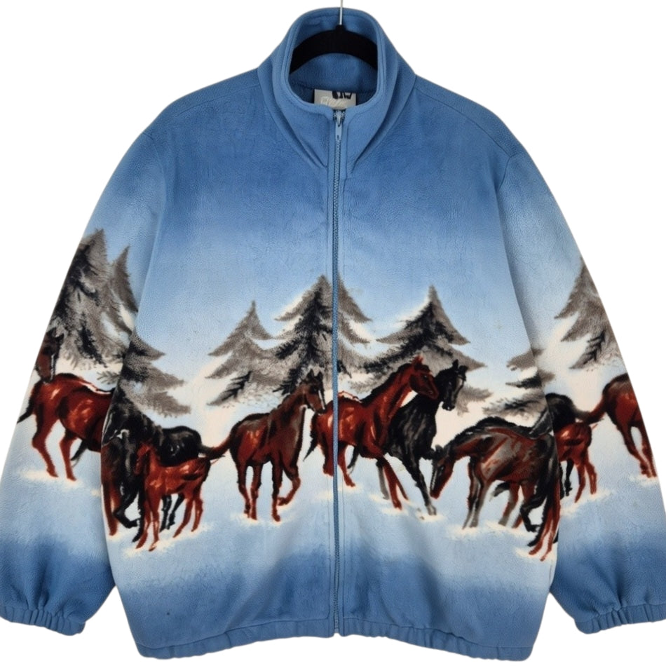 Vintage Blair 90's Blue Fleece Zip Jumper Size L