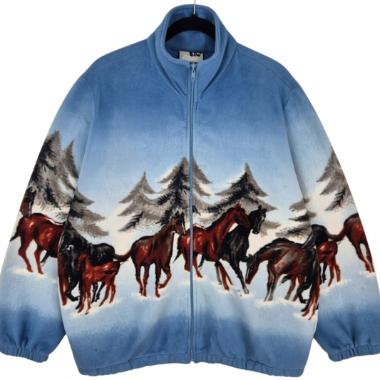 Vintage Blair 90's Blue Fleece Zip Jumper Size L