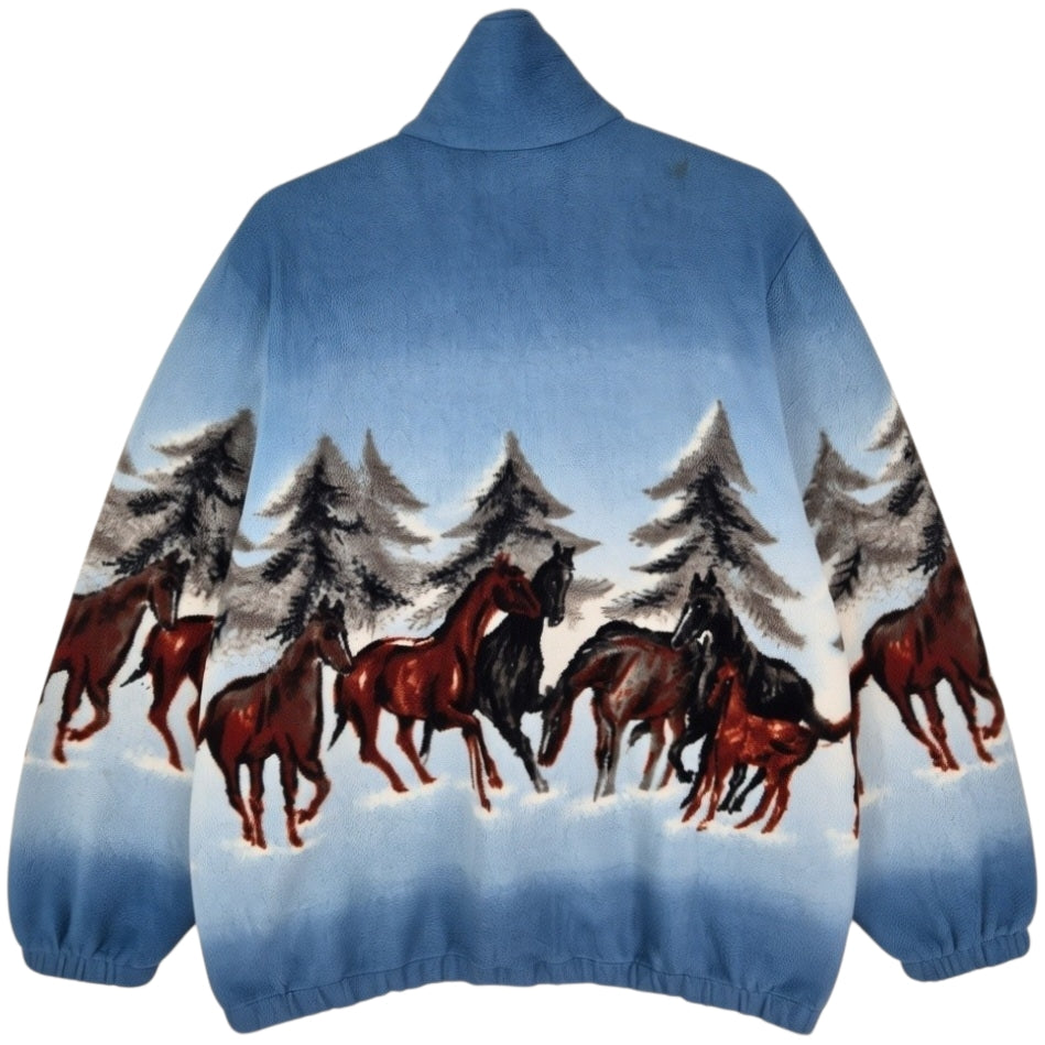 Vintage Blair 90's Blue Fleece Zip Jumper Size L