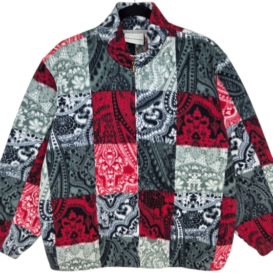 Alfred Dunner Grey & Red Fleece Zip Jumper Size L
