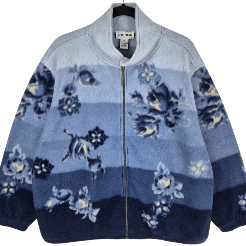 Vintage Alfred Dunner 90's Blue Fleece Zip Jumper Size XL