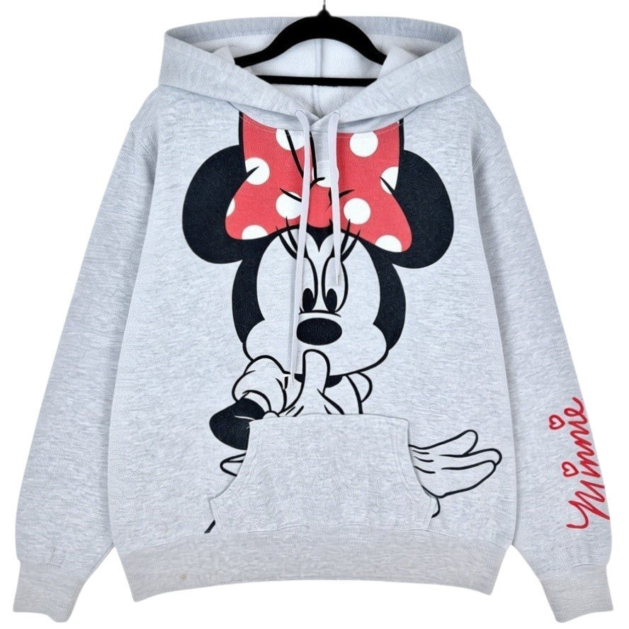 Disney Minnie Mouse Womens Light Grey Hoodie Size XL