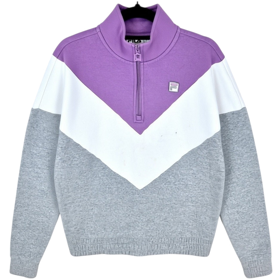 FILA Grey & Purple Quarter Zip Sweater Size S