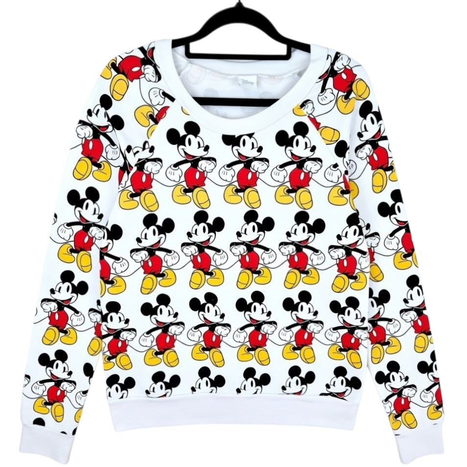 Disney Mickey Mouse Womens White Crewneck Sweater Size L