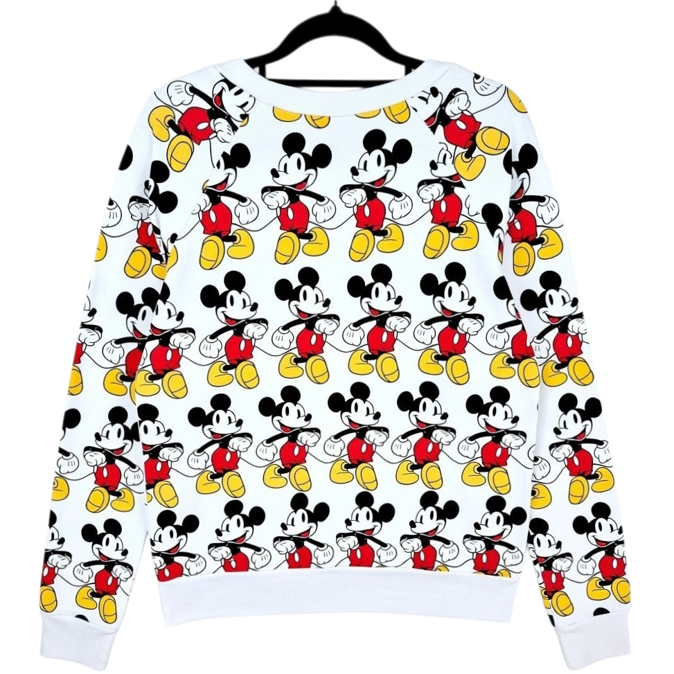 Disney Mickey Mouse Womens White Crewneck Sweater Size L