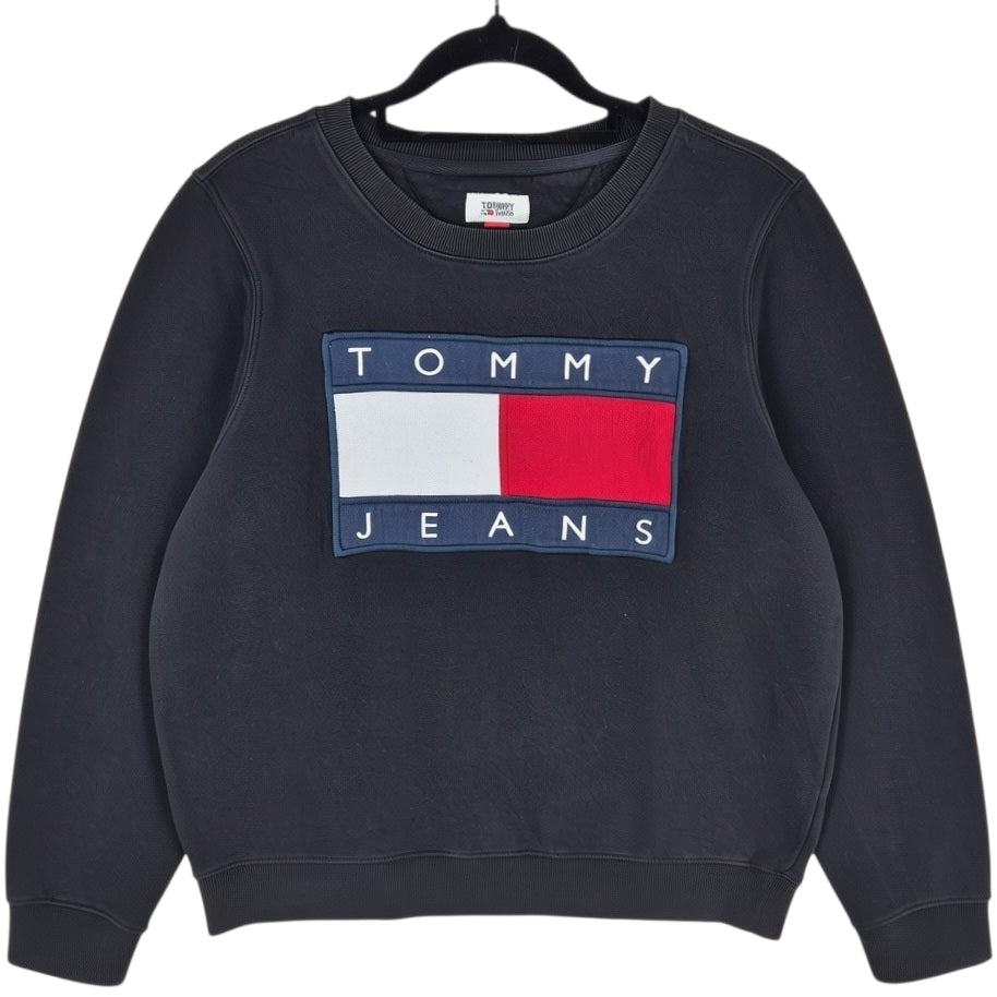 Tommy Jeans Black Embroidered Crewneck Sweater Size M