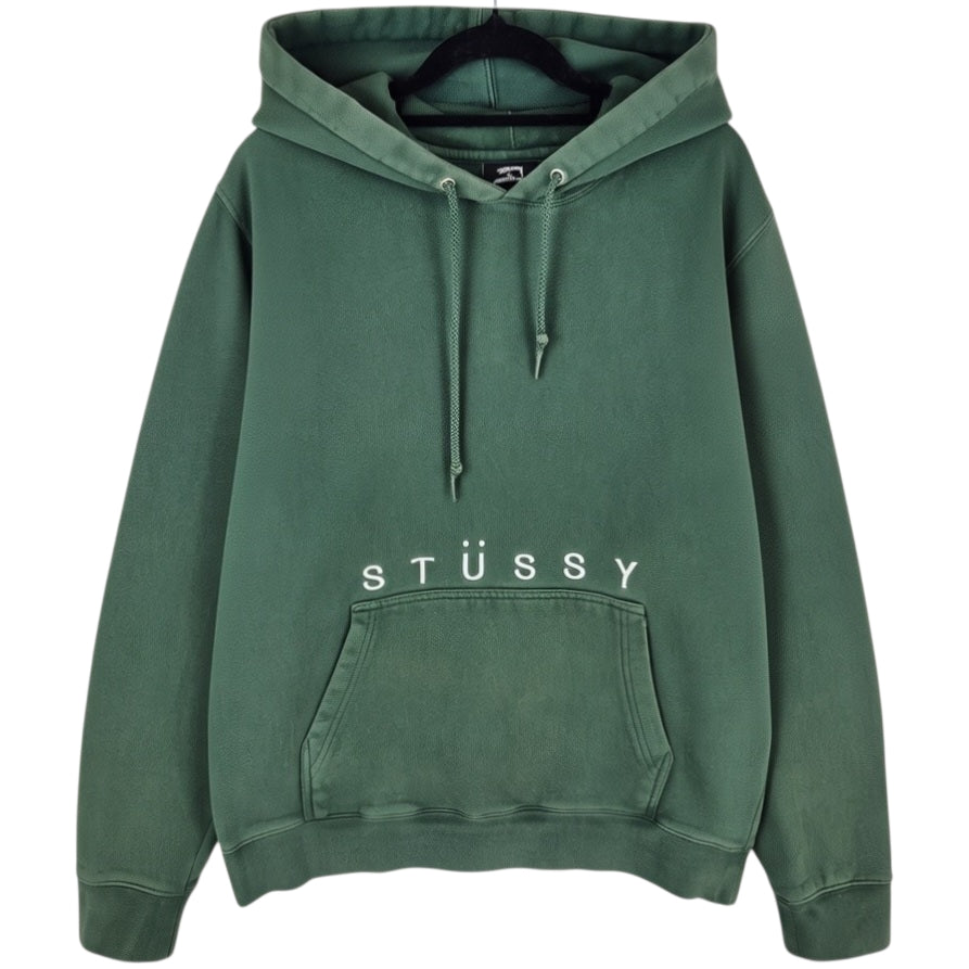 Stussy Dark Green Embroidered USA Made Hoodie Size M