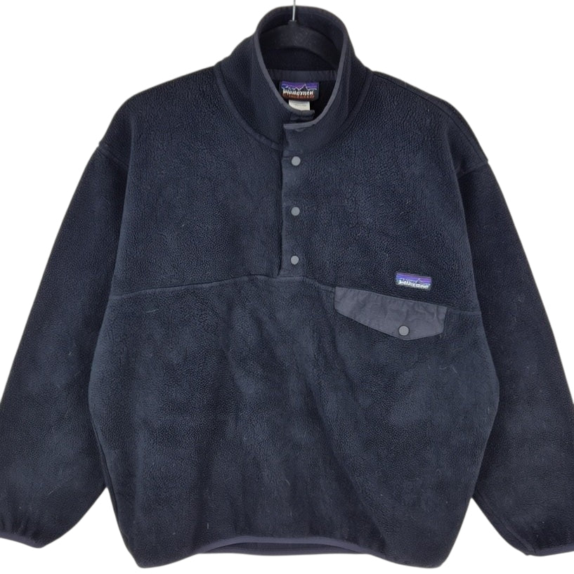 Vintage Patagonia Black Quarter Button Fleece Jumper Size M