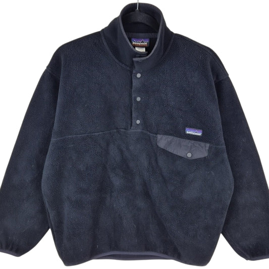 Vintage Patagonia Black Quarter Button Fleece Jumper Size M