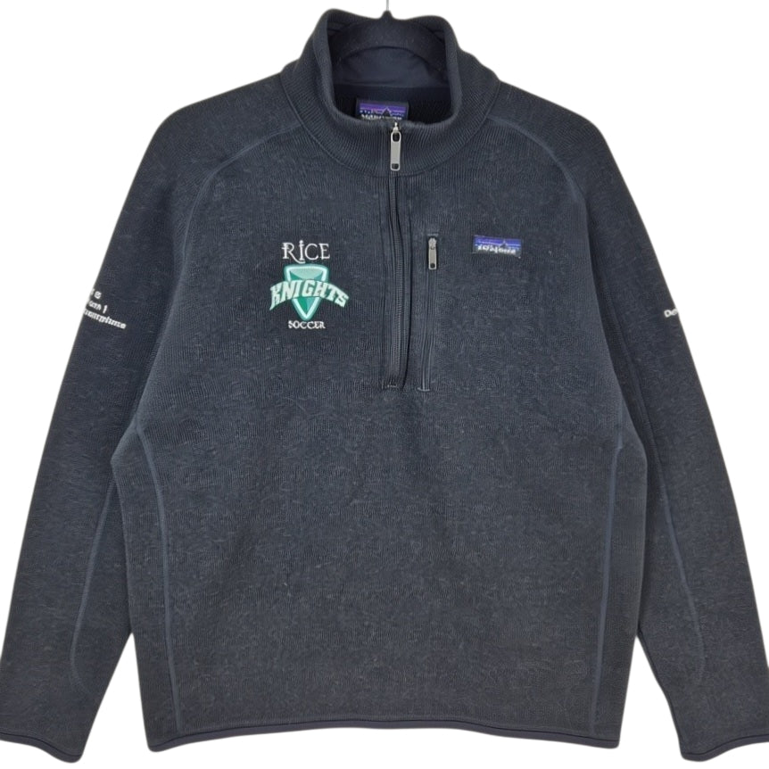 Patagonia Rice Knights Soccer Black Quarter Zip Fleece Jumper Size L