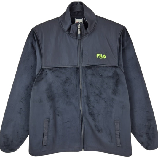 FILA Sport Womens Black Mink Fleece Zip Jumper Size L