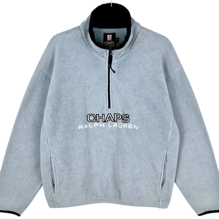 Vintage Ralph Lauren Chaps 90's Light Grey Embroidered Fleece Jumper Size M