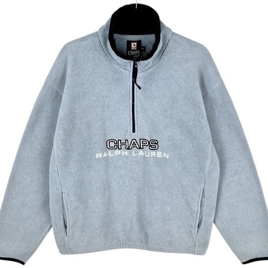 Vintage Ralph Lauren Chaps 90's Light Grey Embroidered Fleece Jumper Size M