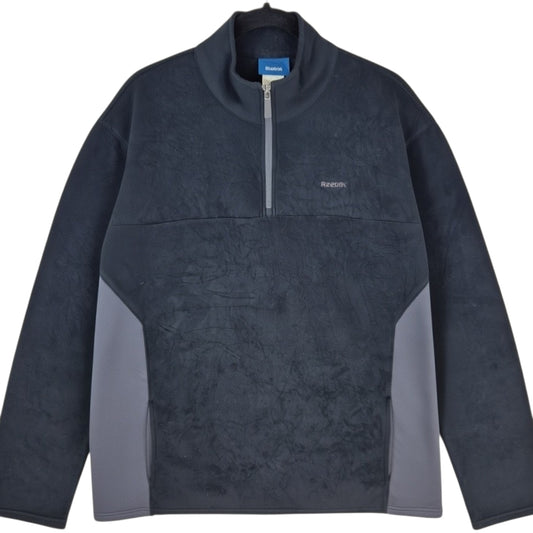 Reebok Black Quarter Zip Fleece Jumper Size XL