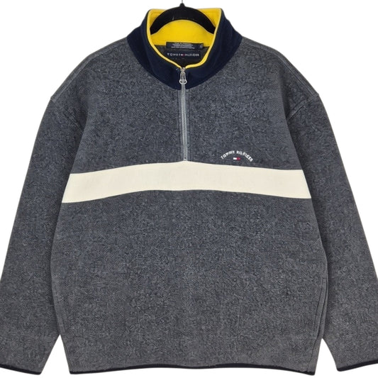 Vintage Tommy Hilfiger Grey Quarter Zip Fleece Jumper Size XL