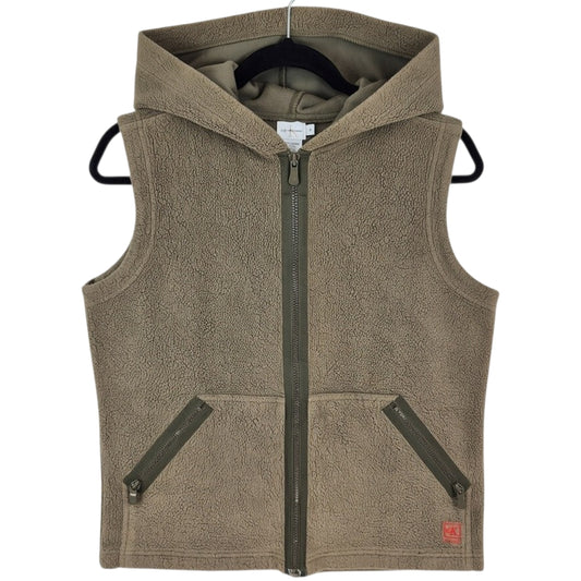 Vintage Calvin Klein 90's Khaki Green Hooded Fleece Vest Size M