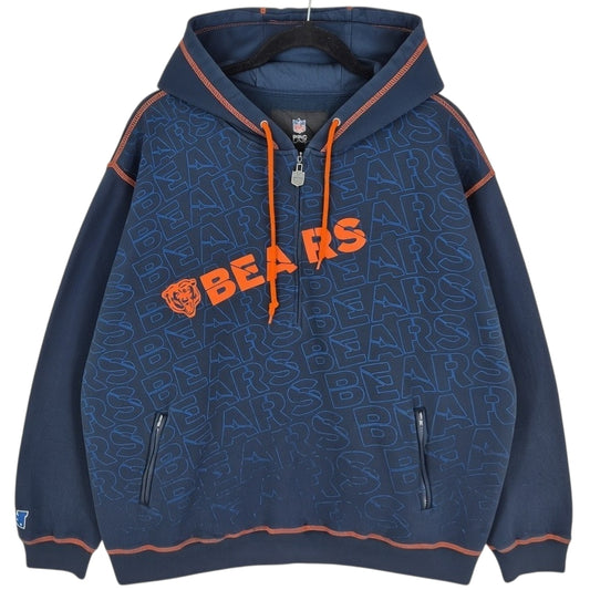 NFL Chicago Bears Dark Blue Half Zip Hoodie Size XL