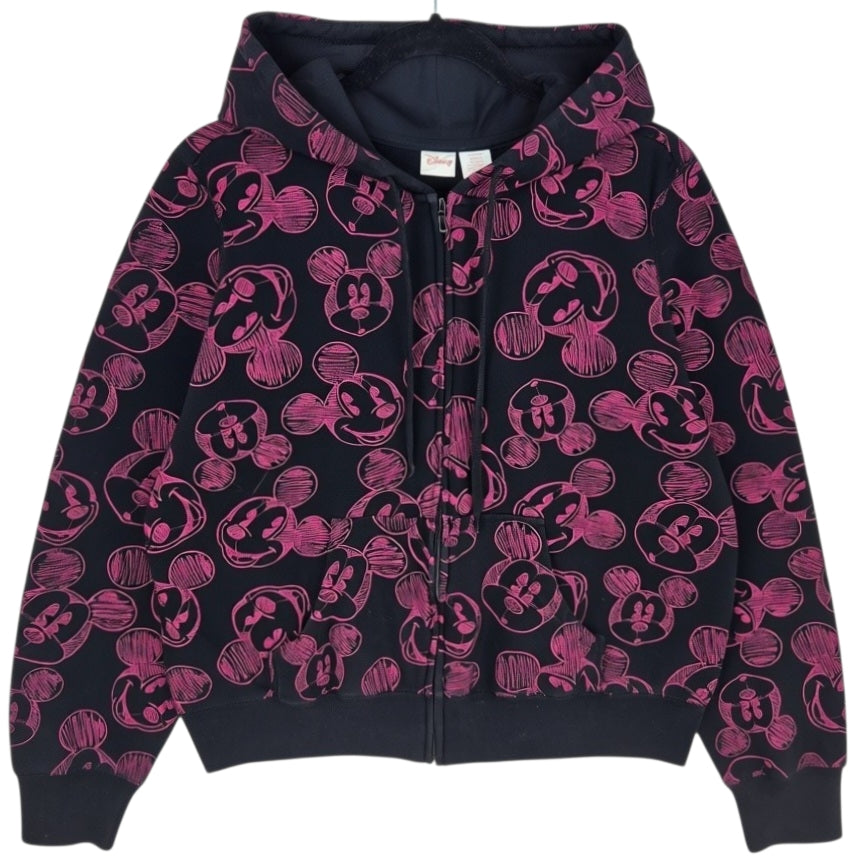 Disney Mickey Mouse Womens Black Zip Hoodie Size XL