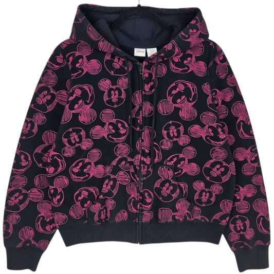 Disney Mickey Mouse Womens Black Zip Hoodie Size XL