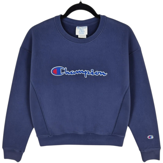 Champion Reverse Weave Womens Dark Blue Embroidered Sweater Size S
