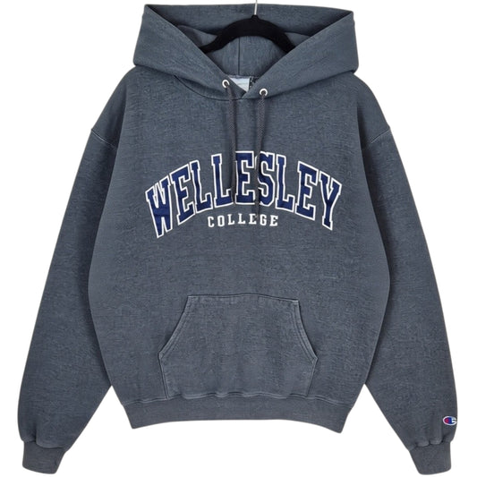 Champion Wellesley College Dark Grey Embroidered Hoodie Size M