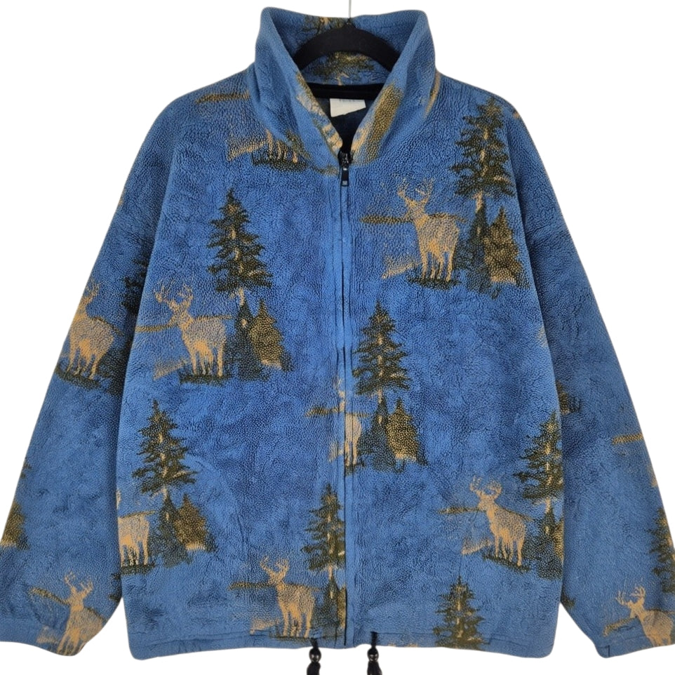 Vintage Wons Wear 90's Blue USA Made Fleece Zip Jumper Size XL