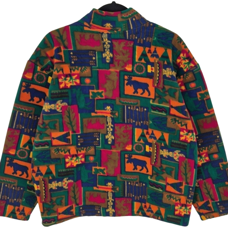 Vintage Banff Canada Colourful Fleece Zip Jumper Size L