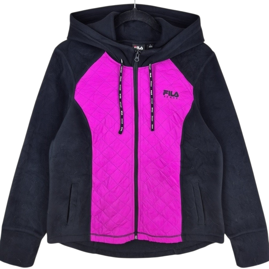 FILA Sport Womens Black & Magenta Fleece Zip Hoodie Size L