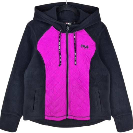 FILA Sport Womens Black & Magenta Fleece Zip Hoodie Size L