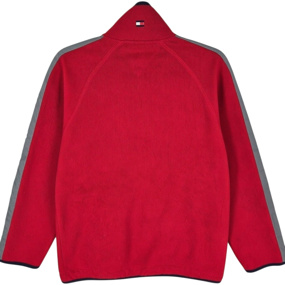 Vintage Tommy Hilfiger 90's Womens Red Fleece Zip Jumper Size M