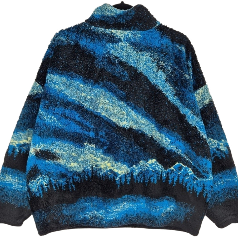 Vintage Caribou Crossings Alaska 90's Blue USA Made Fleece Jumper Size 2XL