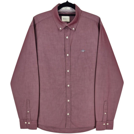 Gant Shiny Burgundy Slim Fit Poplin Dress Shirt Size XL