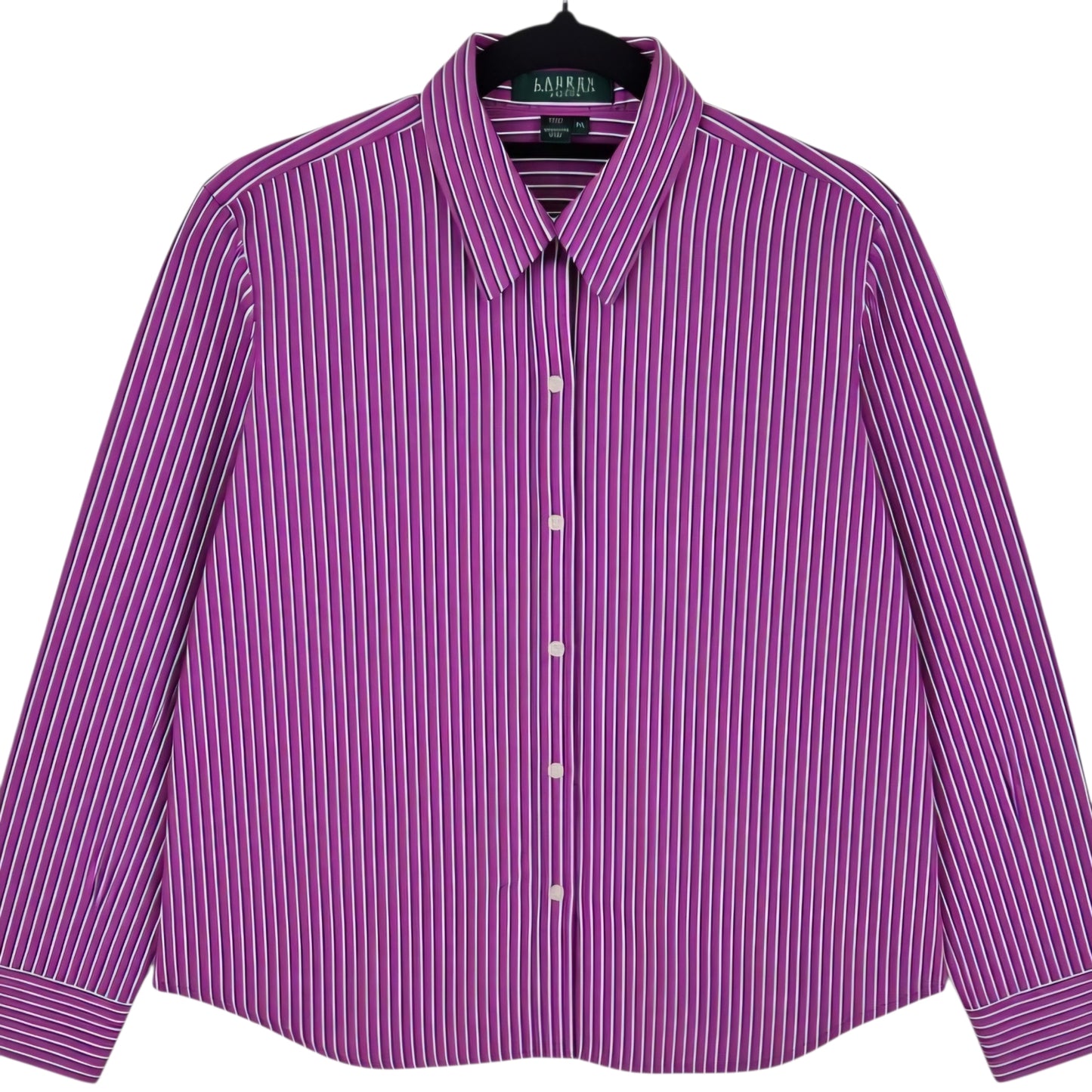Vintage Ralph Lauren Green Label Womens Purple Striped Dress Shirt Size L